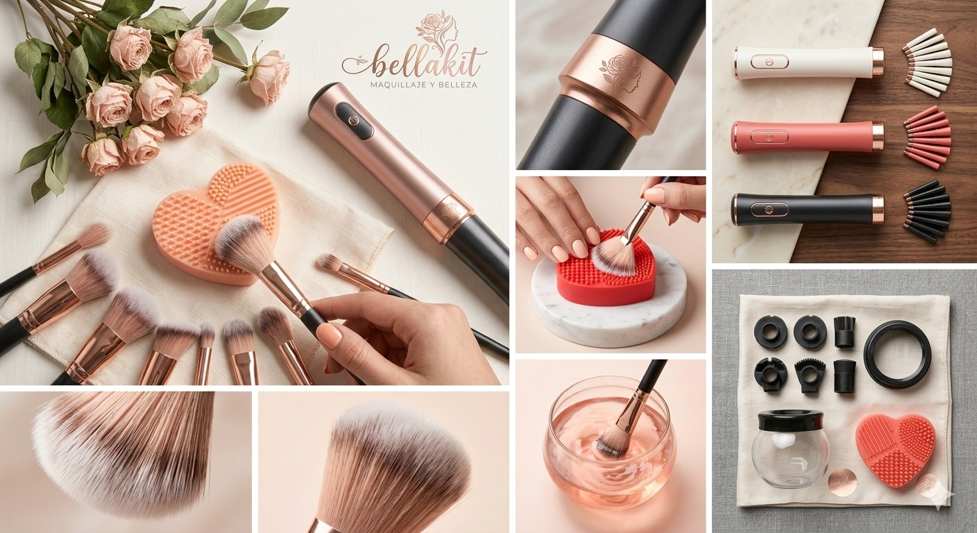 Limpiador de Brochas de Maquillaje Heart InnovaGoods - Limpieza Rápida y Efectiva