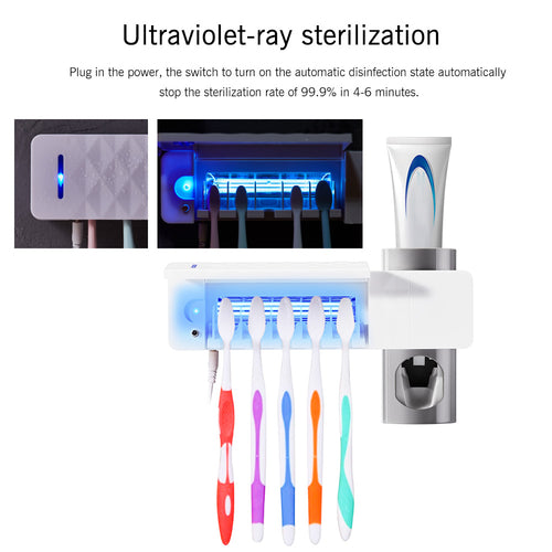 Esterilizador UV Automático Cepillos de Dientes - Dispensador Pasta 3 en 1 Antibacterias